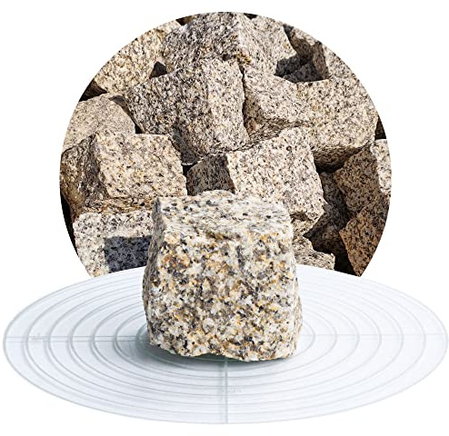 Schicker Mineral Granit Pflastersteine gelb-grau 5x5x5 cm 25 kg | Natürlicher Werkstoff, witterungsbeständiger Naturstein, frostbeständig, Mosaikpflaster, aus deutscher Herstellung, Pflastern