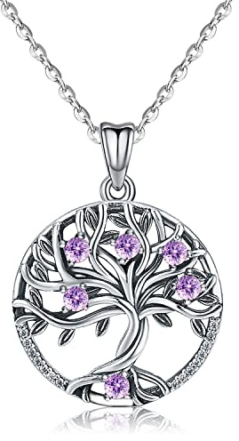Odinstone Collana con ciondolo a forma di albero della vita in argento Sterling 925, gioiello personalizzato in argento per donne, regalo speciale per mamma/fidanzata/moglie (T-albero della vita)