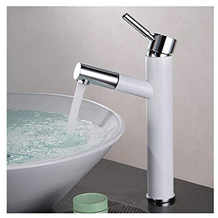 Bathroom Faucet Single Handle Bathroom Sink Faucet Countertop Installation, Basin Mixer Tap with Pull out Sprayer, Hot and Cold Adjustable, for Kitchens, Washstand and Motorhomes, Brass,white b