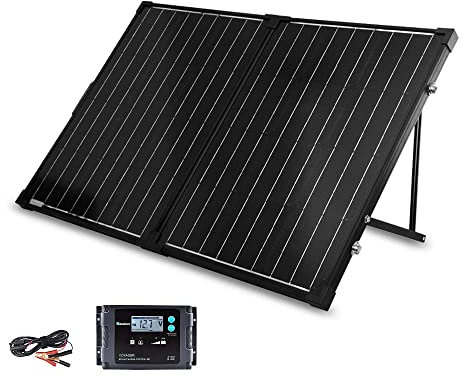 Renogy 100 Watt 12 Volt Portable Panel with Waterproof 20A Charger Controller Foldable 100W Solar Suitcase with Adjustable Kickstand for Power Station, Panel-20A, Black