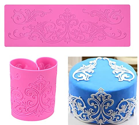 iSpchen Plantilla de silicona para tartas, plantillas de tartas, plantillas de encaje, flores, fondant, decoración de tartas, herramientas para hornear, crema de mantequilla, plantillas para tartas