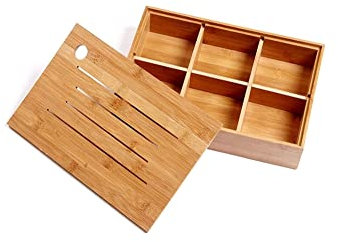 NTTNL Ensaladera Frutero Plato Europeo De Frutas Secas, Compartimento De Bambú con Tapa Caja Creativa, Caja De Aperitivos, Sala De Estar Moderna Hogar y Cocina (Size : L)