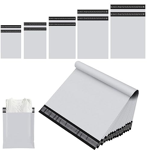 10 Stück Versandtüten für Kleidung Groß,Weiß Versandbeutel,Opake Kuriertasche Versandtaschen Verpackungsbeutel Plastik mit Selbstklebeverschluss,Pakettaschen Poly Kunststoffbeutel für Textilien