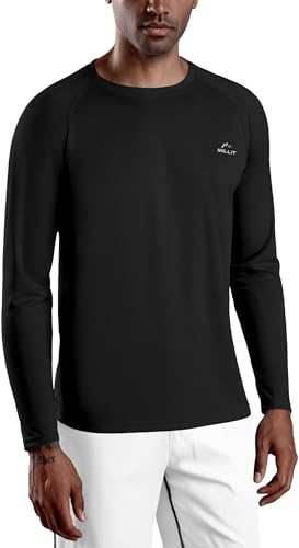 WILLIT UV-tröja herr rashguard långärmad funktionell skjorta för simning surfing fiske vandring andas snabbtorkande solskydd sportskjorta, svart, L