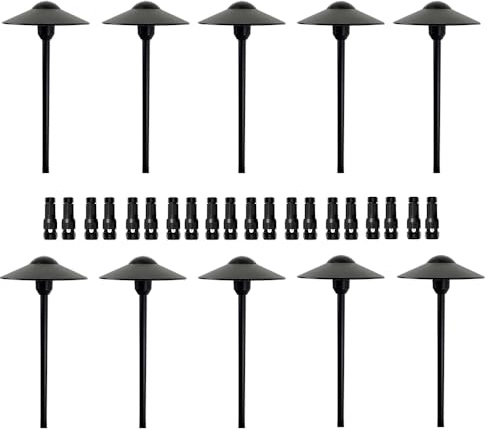Muguski Pathway Lights Low Voltage Cast Aluminum Construction 12-24V Replaceable G4 LED Bulb,for Outdoor Landscape Lighting Path Lights Walkway Driveway Lights Pack of 10 Black Finish