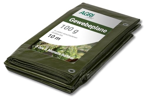 AGRI Plus Gewebeplane mit Ösen I 3 x 4 m I Verschiedene Größen I 100 g/m² Folienstärke I Stabile & Reißfeste Abdeckplane I Allzweckplane für den Außenbereich I Plane wasserdicht & UV-stabil