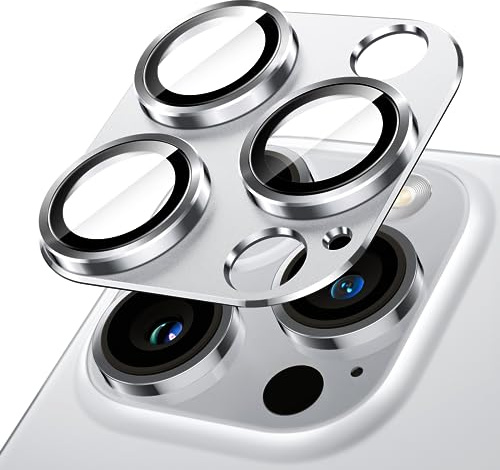 JETech Camera Lens Protector for iPhone 14 Pro/14 Pro Max, Silver, 1-Pack | Full-Coverage 9H Tempered Glass, Matte Metal Finish, Case-Friendly, HD Clear
