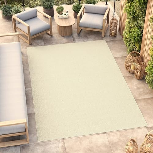 TAPISO Mono Teppich Kurzflor Indoor UV-beständig Creme Einfarbig Wohnzimmer Schlafzimmer Kinderzimmer Modern Design ÖKO-TEX 240 x 330 cm