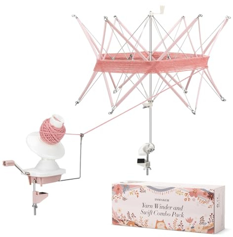 INMAKER Wollwickler mit Wollhaspel, Garnwickler für Häkeln, Yarn Winder | 4oz, Robuster ABS-Kunststoff, Manuelle, Einfach zu bedienen, Schneller Aufbau, Tragbar