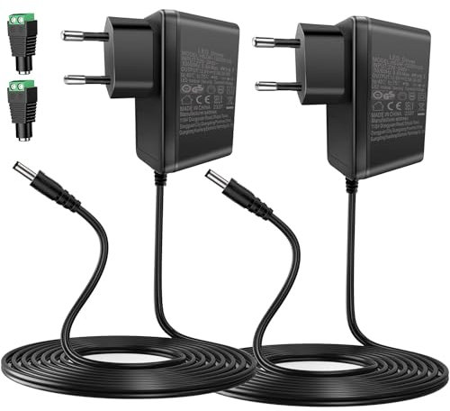 12V 2A Netzteil, AGOTD 24W Transformator AC 220-240V zu DC 12Volt Trafo, EU Stecker für LED Streifen, 2er Pack