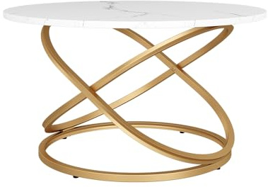 Vicco Tavolino Calgary, Bianco/Oro, 79.5 x 46 cm