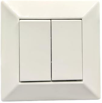 Jandei - Interruptor Doble Conmutador 2 Circuitos, 230V, Decoración Elegante Pared Interior, Fácil de Instalar, Incluye Marco, Tapa y Mecanismo, Policarbonato Color Blanco