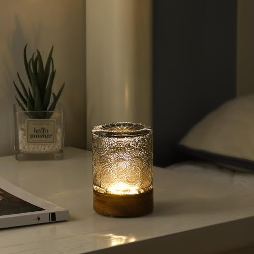 GZWANHANGMY Mini Soft Warm Light Lamp Battery Operated Portable Night Light with Timer, Small Glass Vintage Dim Sleep Nightlights, Battery Powered Wireless Night Lights for Adults (1)
