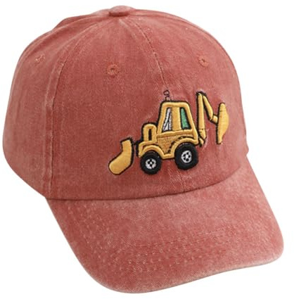 Besforta Cute Stickerei Bagger Kleinkind Kinder Baseball Cap verstellbare Baumwolle gewaschen Vintage Dad Hut für Jungen Mädchen Alter 2-8