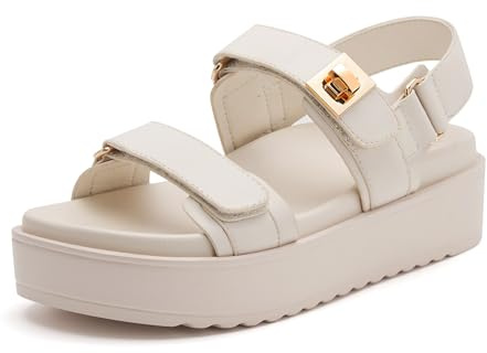 vodvob Womens Platform Sandals with Adjustable Straps Soft Cushioned Footbed 1.6 Heel height Summer Slides for Office/Beach/Daily Outfits