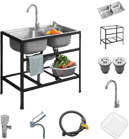 ORNDYDM Stainless Steel Sink,Kitchen Sink Unit,Outdoor Sink,Commercial Sink,Utility Sinks,Stainless Steel Sink Units,Free Standing Sink,Outdoor Garden Sink,Portable Sink,Utility Sinks