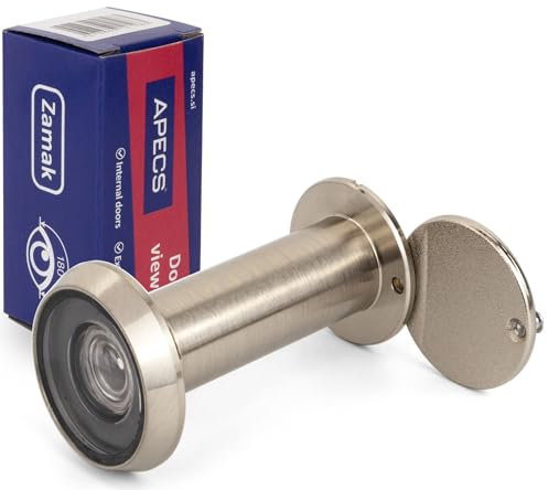 APECS Türspion mit Sichtschutz für Tür 50-90mm Bohrloch - Ø16mm Nickelfarbe Türspionabdeckung Modell 6016/50-90-NIS
