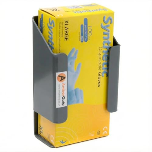AmberQuip Disposable Glove Box Holder. Ideal Storage Tradesman Van, Workshop, Garage. Wall Mountable. Grey PVC. (Small Holder)