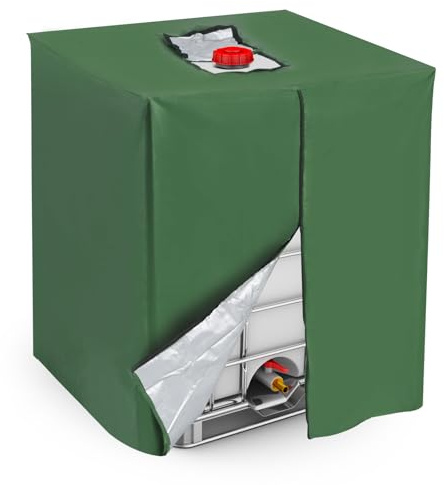 sourcing map Zipper IBC Tote Cover 275 Gallon, 210D Oxford Waterproof Sunshade Rain Barrel Water Tank Protective Cover for 1000L Outdoor Garden, (39.37 x 47.24 x 45.66 Inch, Green)