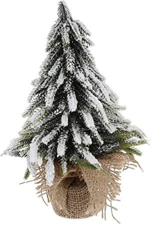 CANIGHT Material Mini Weihnachtsbaum Desktop Weihnachtsbaum Ornament Home Bar Decor Snowy Weihnachtsszene