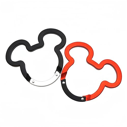 Aluminum Mouse Ears Ring Carabiners Clip 3 inch Cute Mouse Spring Loaded Gate Small Keychain Carabiner Clip Set Outdoor Camping Mini Lock Snap Hooks Spring Link Key Chain Durable Improved 2 PCS