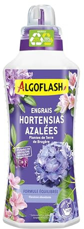 Algoflash Engrais Liquide Hortensias et Plantes de Terre de Bruyère, Utilisable en Agriculture Biologique - 1 L, Marron
