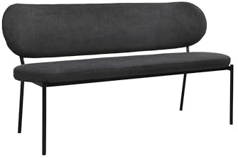 byLIVING Bank Jersey/Webstoff dunkelgrau/Gestell Metall schwarz/Sitzbank mit Rückenlehne/Küchenbank/Esszimmerbank/Polsterbank/B 160, H 82, T 62 cm