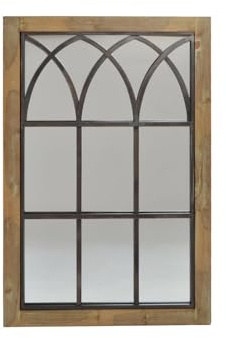 ESPEJO ABEDUL METAL 60X3X95 VENTANA NATURAL MARRON
