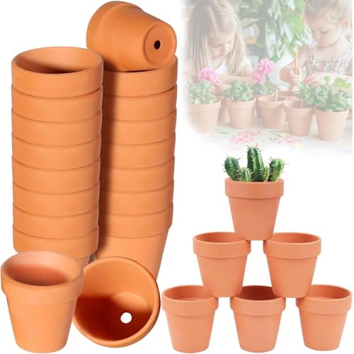 Kinfezlon 24 Piccoli vasi in Terracotta (4 x 4,5 cm) Piccoli vasis di Terracotta per il fai da te, Mini vasi in-Terracottas, Riutilizzabili con,Si Applica Decorazione per Piante da Interno All'aperto