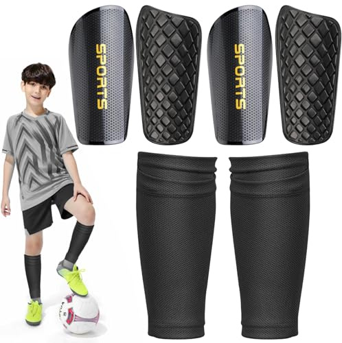 2 Paar Schienbeinschoner Kinder Fussball Herren Damen Schienbeinschutz Fussball Kinder Klein 1 Paar Schienbeinschoner Socken mit Optimierter Einstecktasche Dünne Schienbeinschonerhalter shin Pads