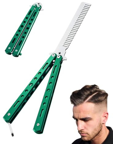 MYGLOAR 1 Stück Schmetterlingskamm, Schmetterlingskamm, faltbarer Taschenkamm aus Edelstahl, Federhaarkamm, geeignet für Friseurkamm-Haarstyling-Zubehör