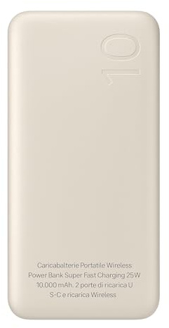 Powerbank compatibile con Samsung e tutti i dispositivi con USB-C 10000mAh Duo, Beige, Type-C, Per Smartphone e Tablet