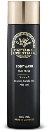 CAPTAIN'S ESSENTIALS Gel de ducha para hombre – Premium Body Wash, Gel de ducha para hombre, regalo para hombre, gel de ducha para hombre, sin parabenos, sin sulfatos, con arginina, vitamina C y aloe