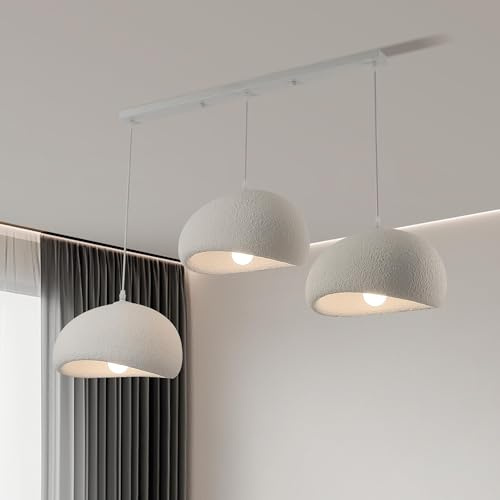 HvKvHvY Lustre rectangulaire moderne à 3 têtes, culot E27, style japonais Wabi-Sabi, en forme de nid d'oiseau, luminaire suspendu moderne pour salle à manger, couloir, restaurant, cuisine