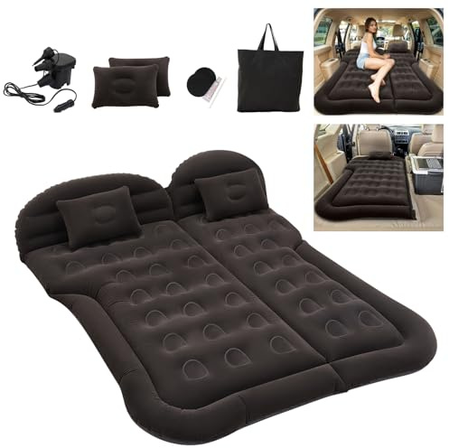 Warmiehomy Car Air Matresss for Universal Mini-Van MPV Trunk, Portable Car Camping Airbed with Electric Pump, SUV Inflatable Mattress for Back Seat, Outdoor Sleeping Rest Cushion for Traveling(Black)