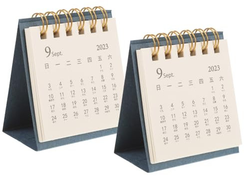 Angoily 2 Stück 2024 Mini Tischkalender Mini-Kalenderregisterkarten ewige Kalender tischkalender basteln schreibtischkalender 2024 Kalender Schreibtisch kleine Tischkalender Papier Navy