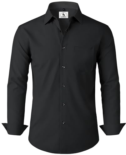 Chemise Homme Manches Longues Ensemble Été Chemise Masculine Vetement Traditionnelle Chemisette Slim Fit Affaires Casual Chemise Thee Shirts Urban Classic Chemises boutonnée Noir L