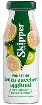 Zuegg Skipper Pompelmo 200ml x24 | Succo di Frutta Senza Zucchero, 100% Ingredienti di Origine Naturale
