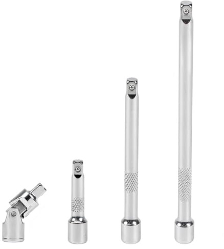 3/8 Inch Drive Extension Bar Set, Socket Extension Set Include 3, 6, and 10 Inch Extensions and 3/8 Inch Drive Universal Joint Sockets, 4 Piece Set