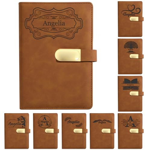 SHKINETARRY Personalisiertes Leder Notizbuch, individuelles Notizbuch mit Namensgravur, für Männer und Frauen