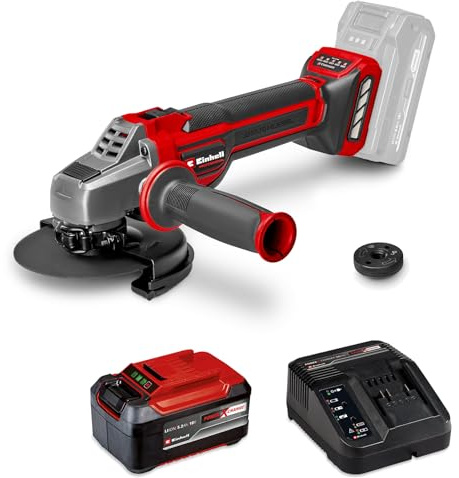 Einhell Professional Akku-Winkelschleifer TP-AG 18/125 CE Q Li Power X-Change (18 V, 900 W, Ø 125 mm, 33 mm Schnitttiefe, Konstantelektronik, ohne Trennscheibe, inkl. 5,2 Ah Akku & Ladegerät)