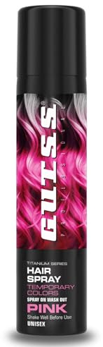 Gutss Professional Temporary Hair Colour Spray | Washable, Shiny Finish | Unisex – For Men & Women | For All Hair Types | 150ml – Pink