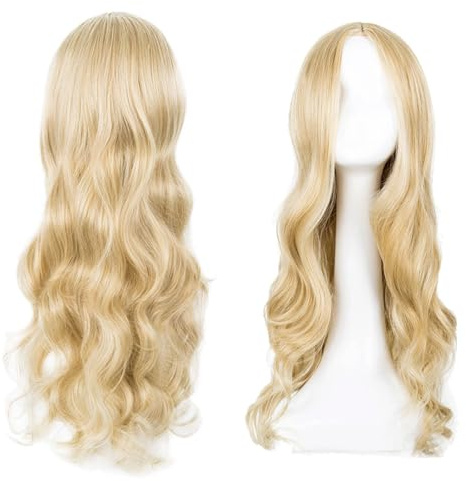 Generic 27'' Long Blonde Wave Wig for Women Curly Synthetic Hair Heat Resistant Wig Daily Party Cosplay Use Long Wavy Hair (Blonde)