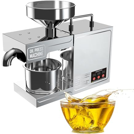 LoJax Pressa per Olio da 820 W, Estrattore Automatico per Olio D'oliva, Pressa per Olio Commerciale, Estrattore Elettrico Commerciale in Acciaio Inossidabile per Semi E Noci Caldi/Freddi