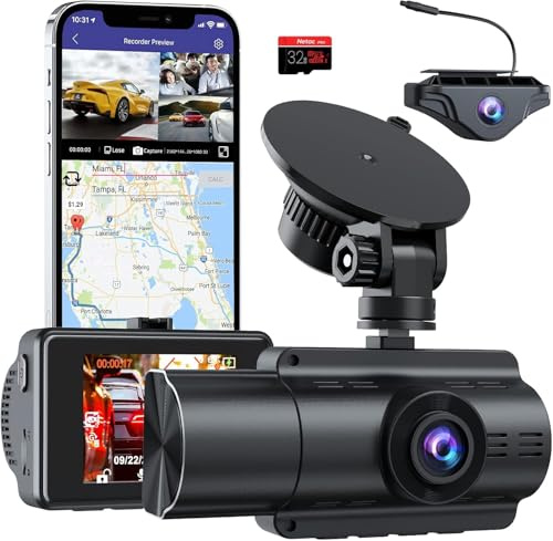 Dual Dash Cam Front and Rear 4K+2K, Dual Dashcam with 32GB Card, 5GHz WiFi, App Control, G-Sensor Emergency Recording, Loop Recording, Dash Camera for Cars