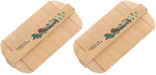 TOYANDONA Mehrzweck Haarkamm aus Bambus 2 Stück-pack mit Feiner Zahnstruktur und Antistatischer Funktion zur Haar und Kopfhautpflege gegen Schuppen und Läuse Zufälliger Stil