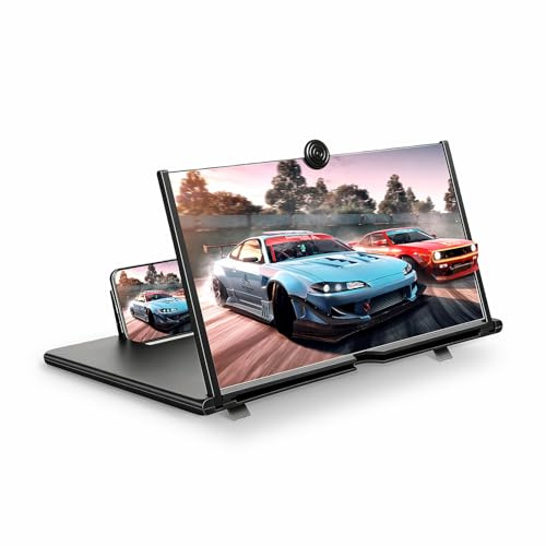 XIMAND for 12 Mobile Phone Screen Magnifier 3D HD Projector Screen for Movies, Videos, Foldable Stand with Screen Amplifier, Supports All Smartphones,12 inches
