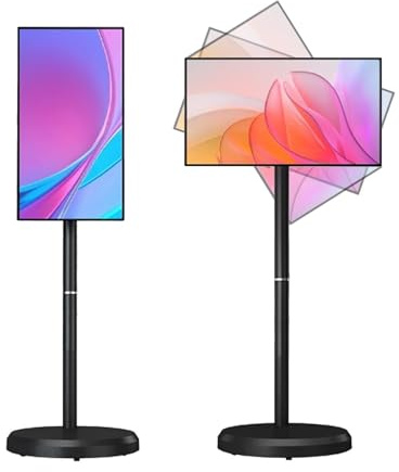 Televisor Inteligente de 21.5 Pulgadas Pantalla táctil FHD 1080P Giratorio de 360° Soporte con Ruedas for la Oficina en casa for Ver Contenido Multimedia en Streaming(Black)