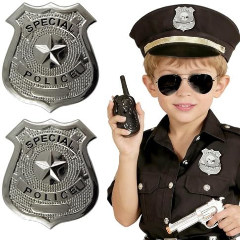 DOVBAN 2pcs Insignia De La,Placa,Juego Simulación Insignia,Juguete Des Juego,Accesorios De Disfraces Para Carnaval Halloween(Plata)