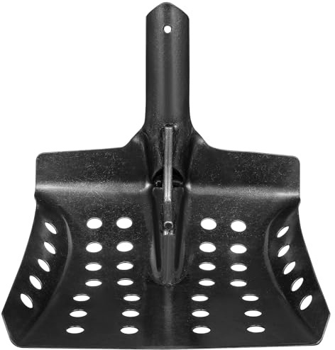 POPETPOP Pala de Tamizado Metálica para Desagües y Drenaje Diseño de Agujeros, Herramienta para Limpiar Barro y Escombros en Zanjas y Pozos, Apta para Uso Profesional y Doméstico